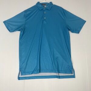 Peter Millar Mens Polo Shirt Short‎ Sleeve Summer Size M Soft Blue,Golf,stretch